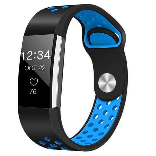 BStrap Silicone Sport (Large) szíj Fitbit Charge 2, black/blue