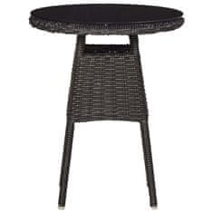 shumee 2 db fekete polyrattan kerti szék teázóasztallal