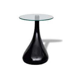shumee 2 db magasfényű fekete dohányzóasztal kerek üveglappal 