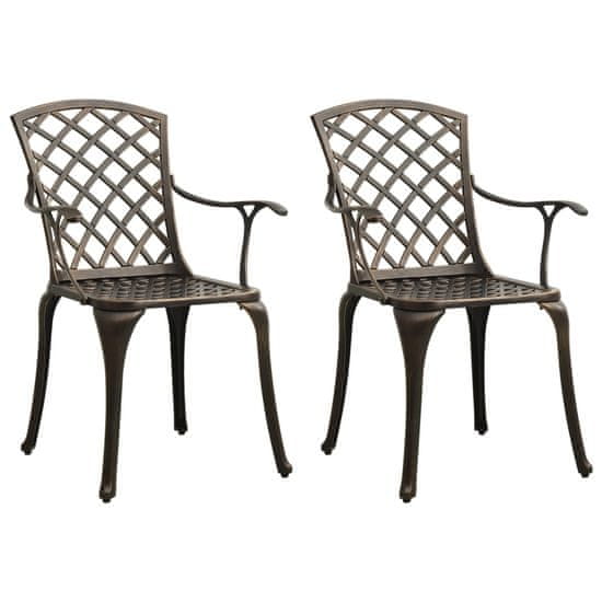 shumee 2 db bronzszínű öntött alumínium kerti szék