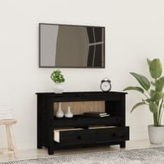 shumee fekete tömör fenyőfa TV-szekrény 79 x 35 x 52 cm