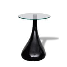 Vidaxl magasfényű fekete dohányzóasztal kerek üveglappal 240321