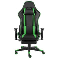 Vidaxl zöld PVC forgó gamer szék lábtartóval 20486