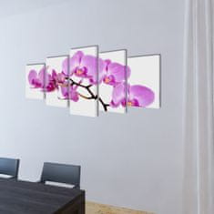 Greatstore Nyomtatott vászon falikép szett orchidea 200 x 100 cm