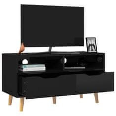 shumee magasfényű fekete forgácslap TV-szekrény 90 x 40 x 48,5 cm