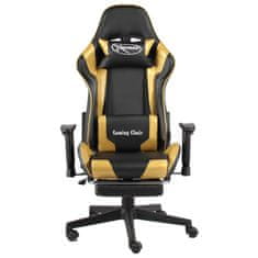 Vidaxl aranyszínű PVC forgó gamer szék lábtartóval 20498
