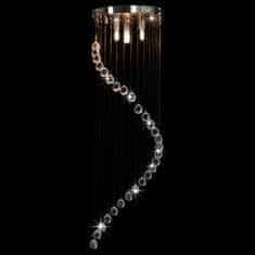 Greatstore ezüstszínű spirálos mennyezeti lámpa kristálygyöngyökkel G9