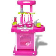 Greatstore Gyerek játékkonyha fény és hangeffektussal rózsaszín