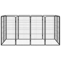 shumee 12-paneles fekete porszórt acél kutyakennel 50 x 100 cm