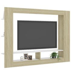 shumee fehér és sonoma-tölgy forgácslap TV-szekrény 152 x 22 x 113 cm