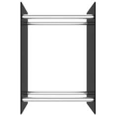 Greatstore fekete üveg tűzifatároló 40 x 35 x 60 cm