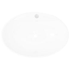 Greatstore 140678 Luxury Ceramic Basin Oval with Overflow and Faucet Hole