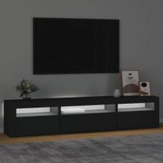 shumee fekete TV-szekrény LED-világítással 195x35x40 cm