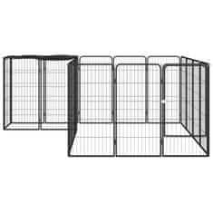 shumee 18-paneles fekete porszórt acél kutyakennel 50 x 100 cm