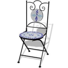 shumee 2 db kék és fehér összecsukható kerámia kerti szék