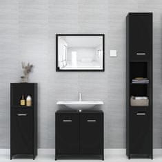 Greatstore fekete forgácslap fürdőszobaszekrény 30 x 30 x 183,5 cm