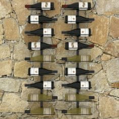 shumee 2 db fekete vas falra szerelhető bortartó állvány 18 palacknak 