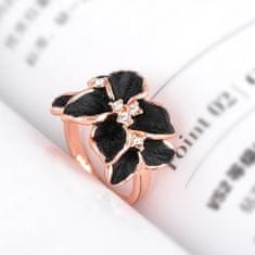 IZMAEL Leaf Flower Gyűrű - Fekete / 59mm