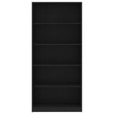 shumee 5-szintes fekete forgácslap könyvszekrény 80 x 24 x 175 cm