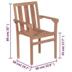 shumee 8 db rakásolható tömör tíkfa kerti szék