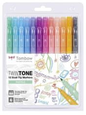 Tombow TwinTone kétoldalas filctoll készlet - pasztell színűek