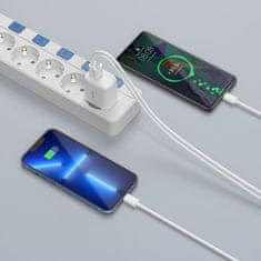 Tech-protect C20W hálózati töltő adapter USB / USB-C 20W QC PD + kábel USB-C, fehér