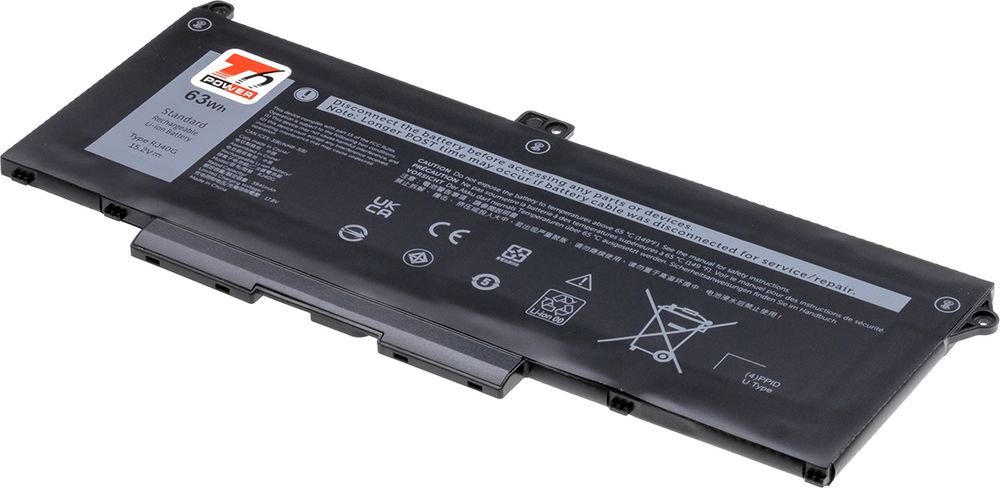 T6 power Akkumulátor Dell Latitude 5520 készülékhez, Li-Poly, 15,2 V, 4100  mAh (63 Wh), fekete 