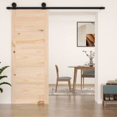 shumee szürke tömör fenyőfa istálló stílusú ajtó 80x1,8x204,5 cm