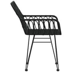 shumee 2 db fekete PE rattan karfás kerti szék 56 x 64 x 80 cm
