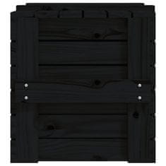 Greatstore fekete tömör fenyőfa tárolóláda 58 x 40,5 x 42 cm