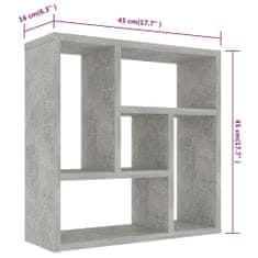 Vidaxl betonszürke szerelt fa fali polc 45,1 x 16 x 45,1 cm 802952