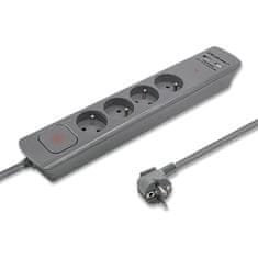 Qoltec konnektor | 4 aljzat | 2 x USB | 1,8m | Szürke