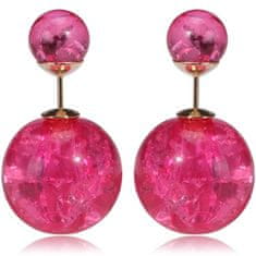 IZMAEL Double Bead Fülbevaló - Rózsaszín kristály