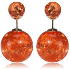 IZMAEL Double Bead Fülbevaló - Narancssárga kristály