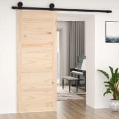 shumee szürke tömör fenyőfa istálló stílusú ajtó 80x1,8x204,5 cm