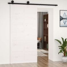 shumee fehér tömör fenyőfa istálló stílusú ajtó100x1,8x214 cm