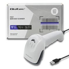 Qoltec vonalkódolvasó 1D | CCD | USB | fehér