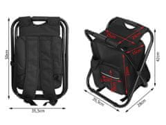Verkgroup 3V1 turista összecsukható horgászszék termo-hűtéses hátizsákkal, fekete