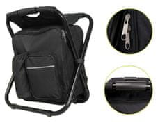 Verkgroup 3V1 turista összecsukható horgászszék termo-hűtéses hátizsákkal, fekete