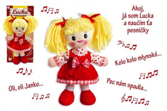 Teddies Lucka rongybaba plüss 30 cm szlovák énekesnő kártyán