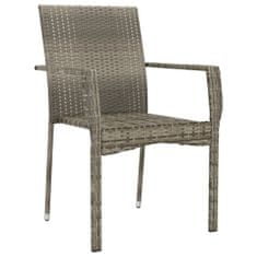 Greatstore 2 db szürke polyrattan kerti szék párnával