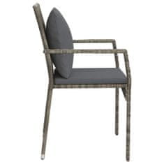 Greatstore 2 db szürke polyrattan kerti szék párnával