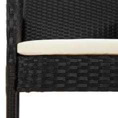 Greatstore 2 db fekete polyrattan kerti szék párnával