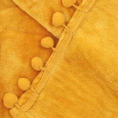 Homla HJO Mustár színű takaró pomponnal 150x200 cm