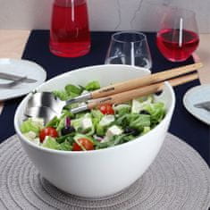 Homla MOOKA kerámia salátástál tányérokkal fehér 24 cm