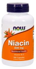 NOW Foods Niacin (B3-vitamin), 500 mg, 100 kapszula