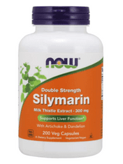 NOW Foods Double Strength Silymarin máriatövis kivonat (máriatövis kivonat articsókával és pitypanggal), 300 mg, 200 növényi kapszula