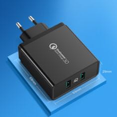 Ugreen CD161 hálózati töltő adapter 2x USB 36W QC, fekete