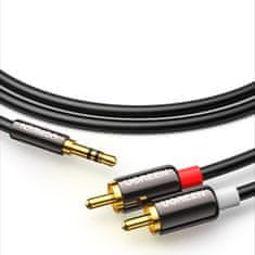Ugreen AV116 audio kábel 3.5mm mini jack / 2RCA 1.5m, fekete