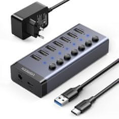 Ugreen CM481 HUB adapter USB-C / 7x USB 3.0 PD, szürke